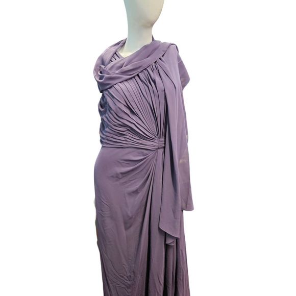 Alex Evenings Purple Chiffon Pleat Maxi Gown Size 16 New With Tags Formal Prom W - Picture 3 of 9